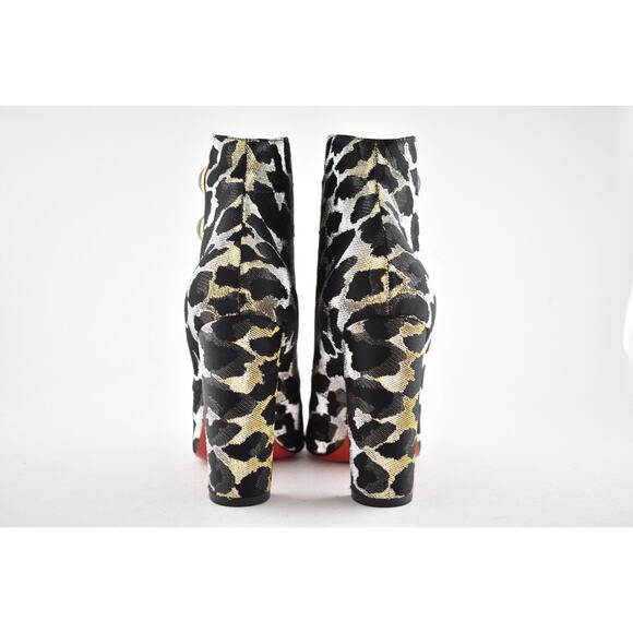 Christian Louboutin Lady See 100 Black Gold Lurex Feline Heel Ankle Bootie 37 - Picture 9 of 10